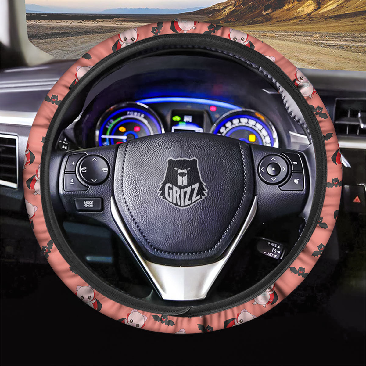 Dracula Pig Print Pattern Car Steering Wheel Cover-grizzshop