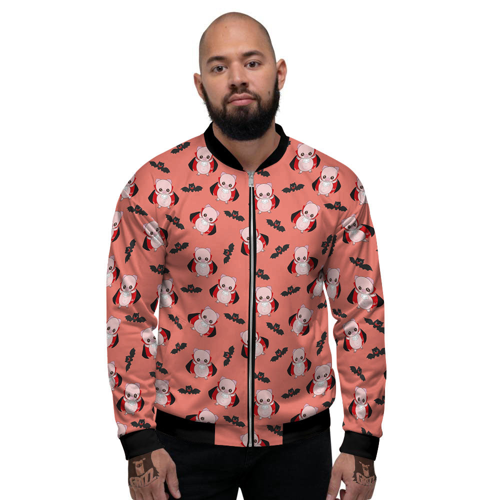 Dracula Pig Print Pattern Men's Bomber Jacket-grizzshop