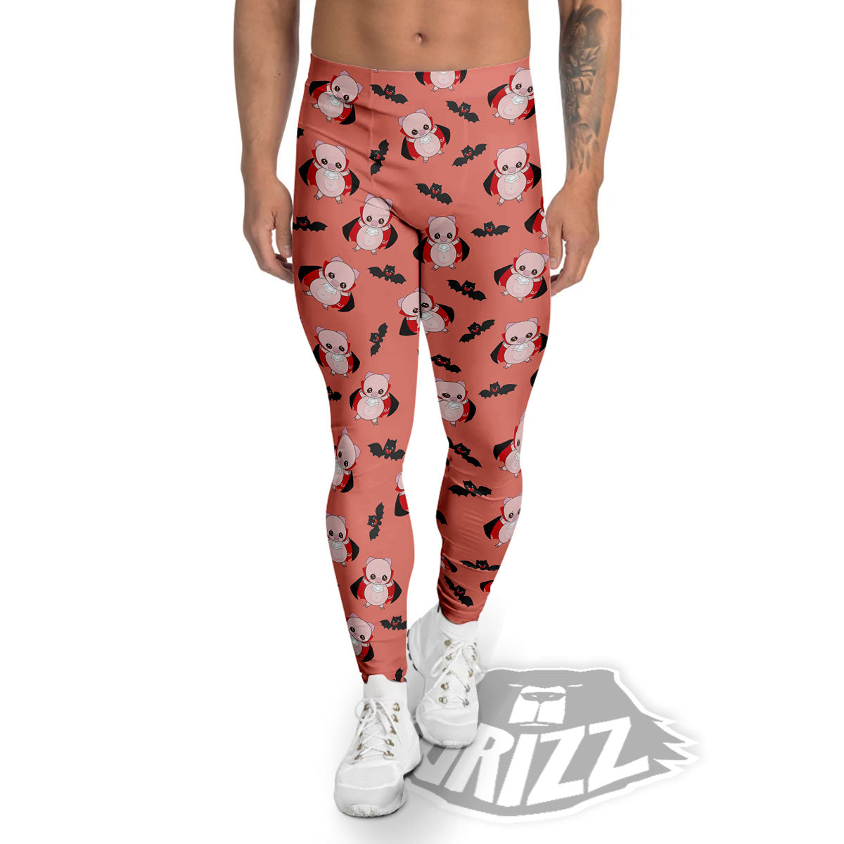 Dracula Pig Print Pattern Men's Leggings-grizzshop