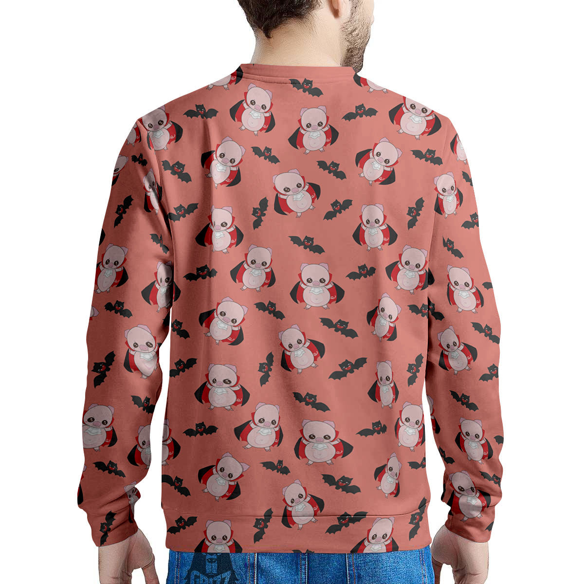 Dracula Pig Print Pattern Men's Sweatshirt-grizzshop