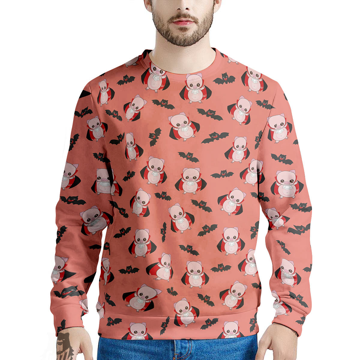 Dracula Pig Print Pattern Men's Sweatshirt-grizzshop