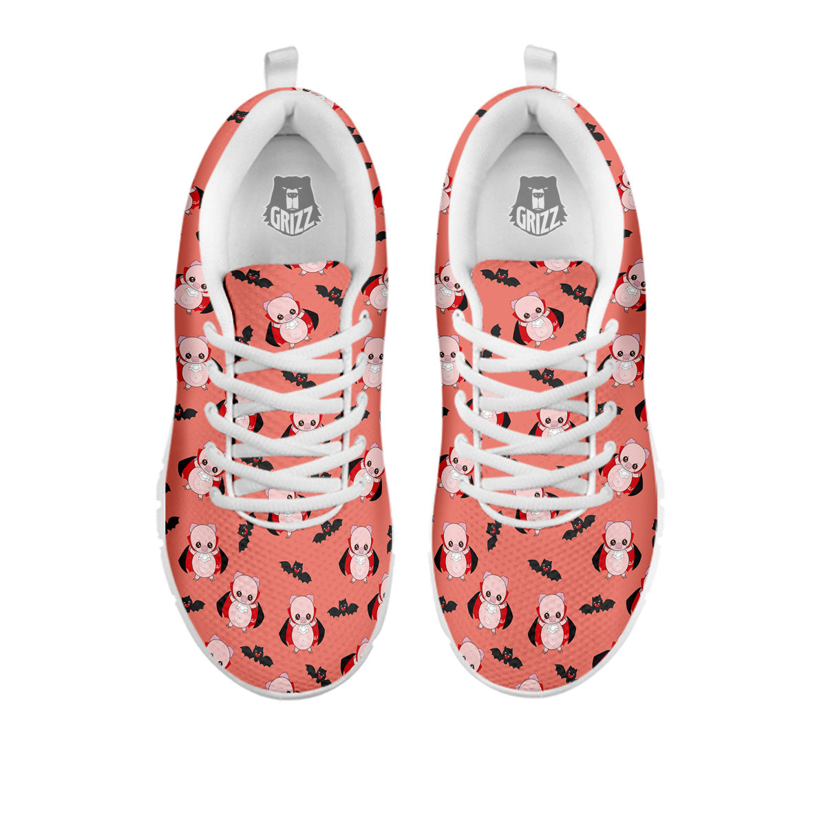 Dracula Pig Print Pattern White Sneaker-grizzshop