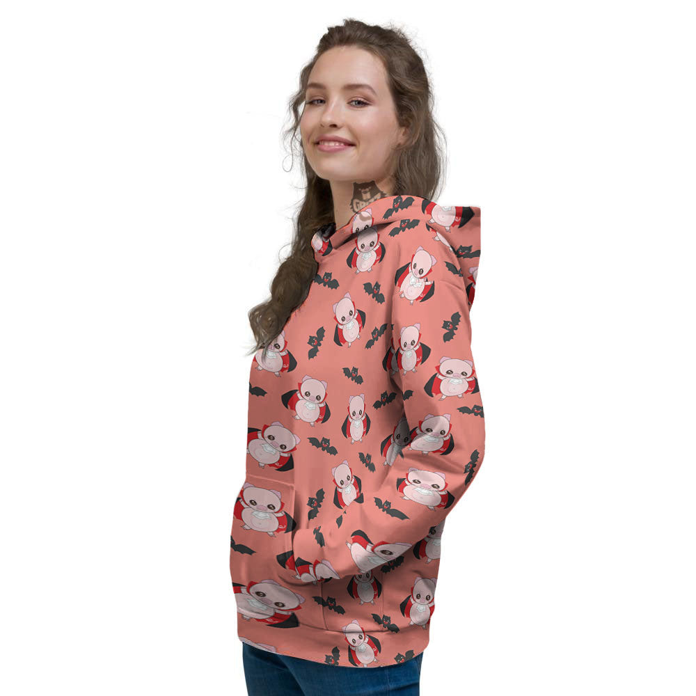 Dracula Pig Print Pattern Women's Hoodie-grizzshop