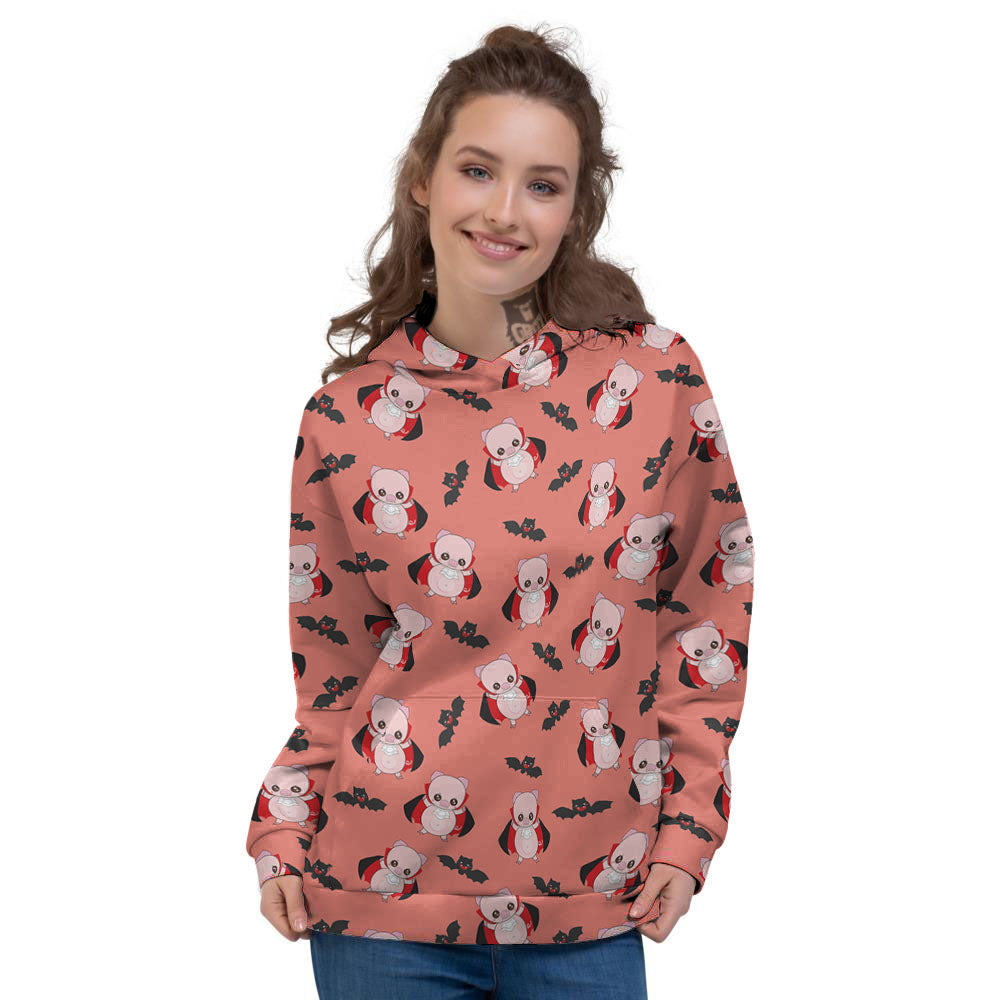 Dracula Pig Print Pattern Women's Hoodie-grizzshop