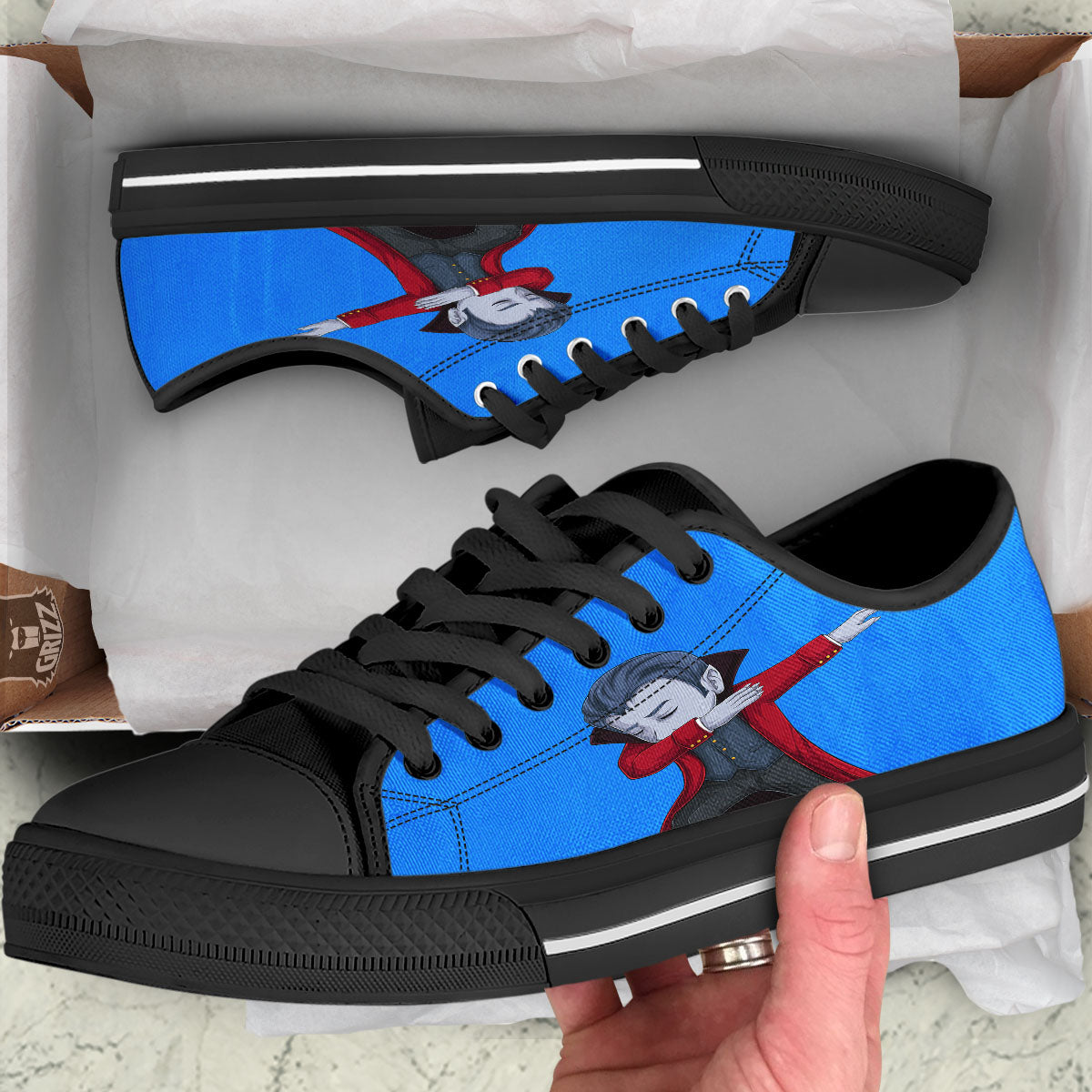Dracula Vampire Dap Print Black Low Top Shoes-grizzshop