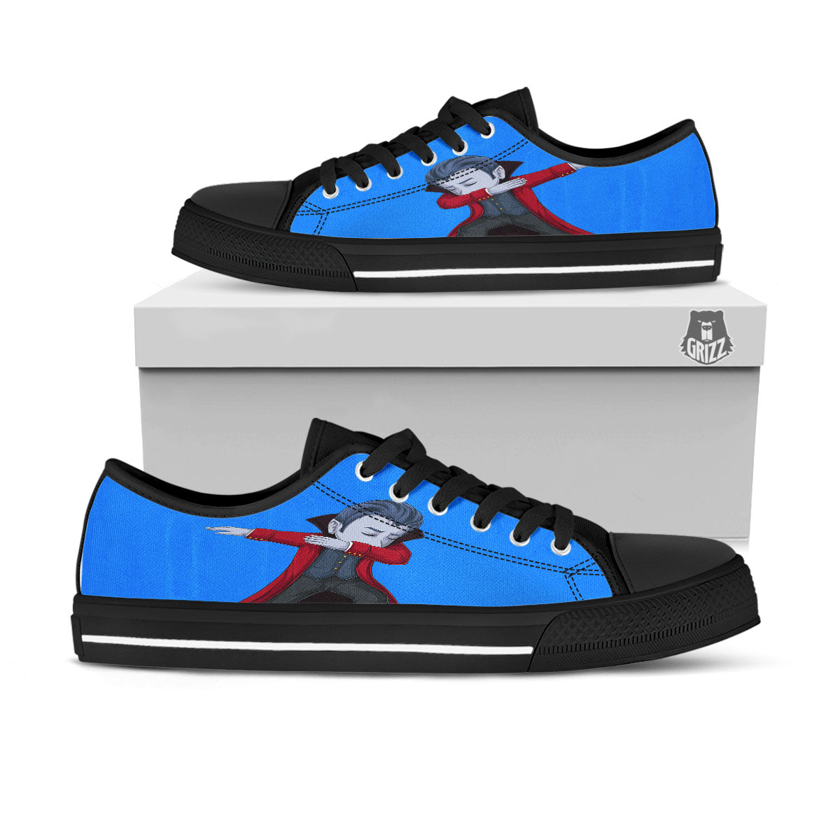 Dracula Vampire Dap Print Black Low Top Shoes-grizzshop