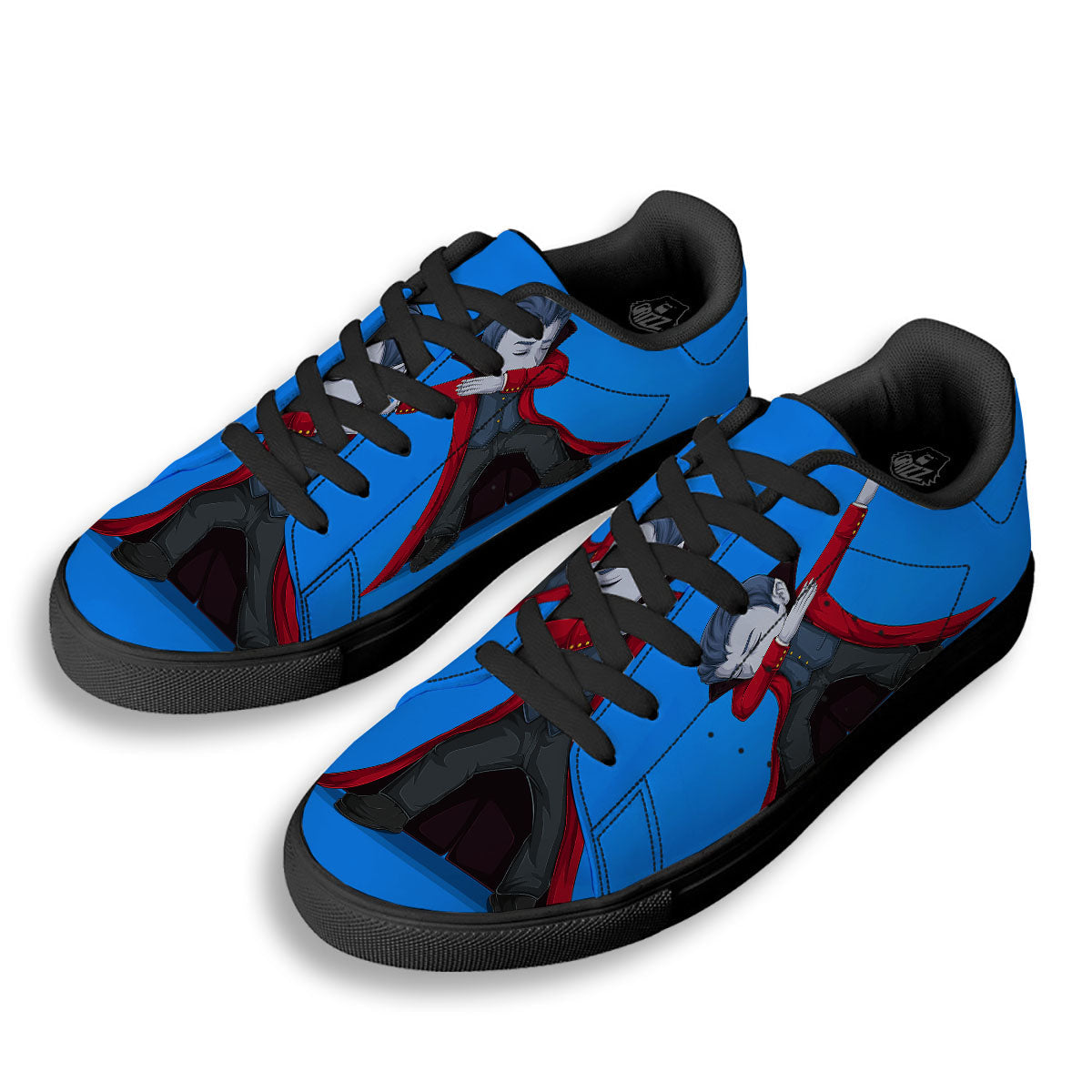 Dracula Vampire Dap Print Black Low Top Sneakers-grizzshop