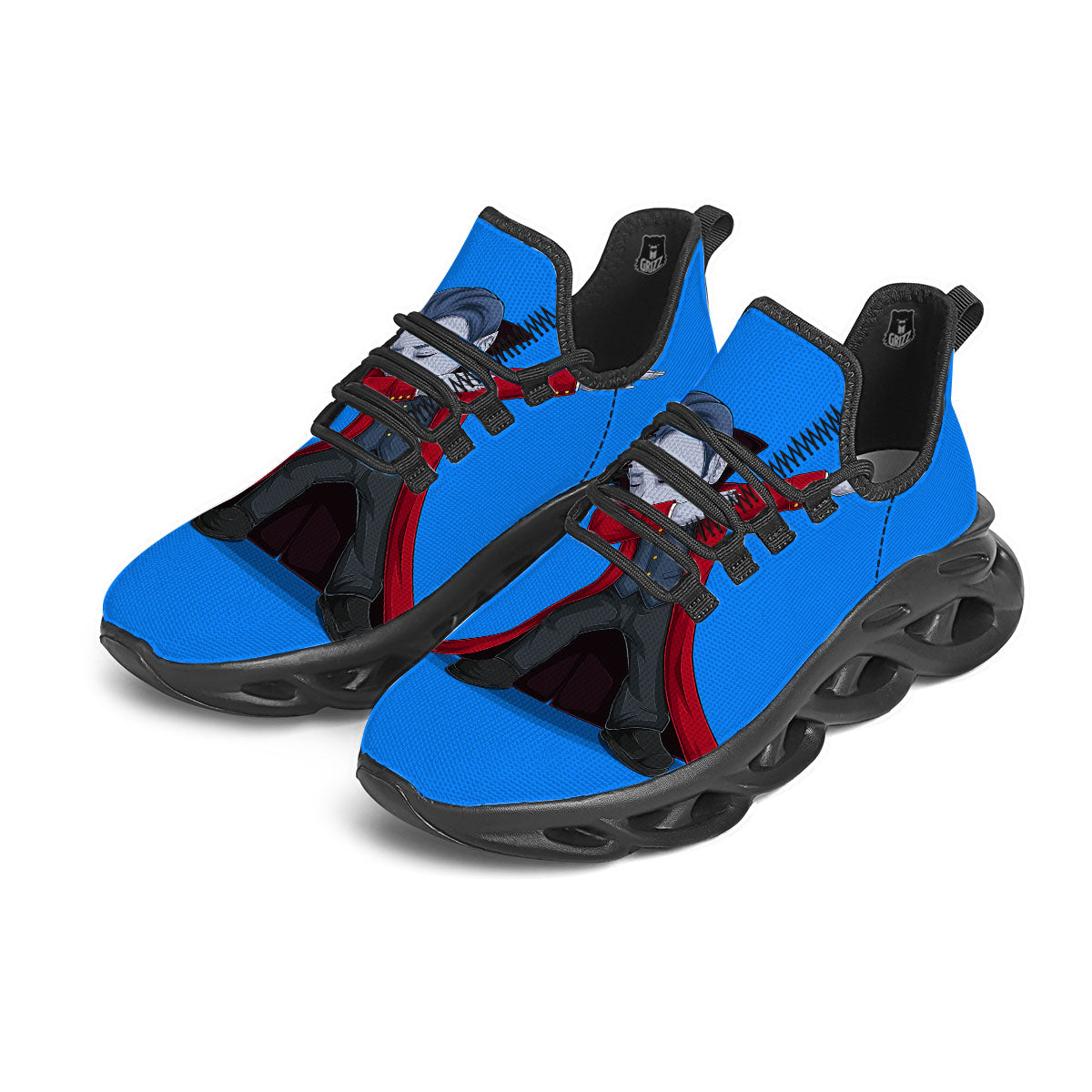Dracula Vampire Dap Print Black Running Shoes-grizzshop