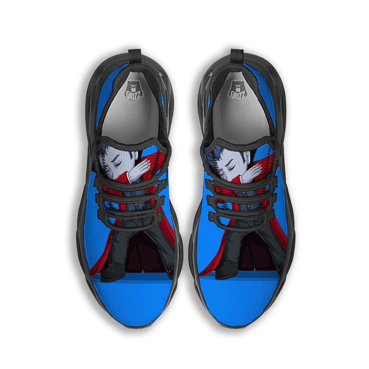 Dracula Vampire Dap Print Black Running Shoes-grizzshop