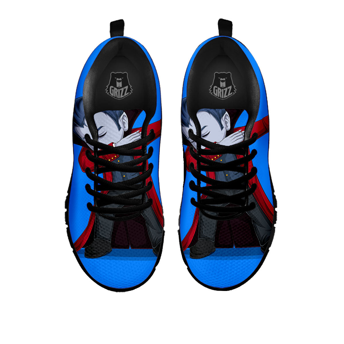 Dracula Vampire Dap Print Black Sneaker-grizzshop