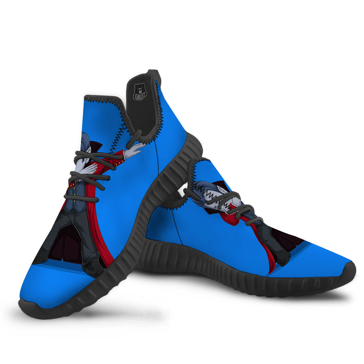 Dracula Vampire Dap Print Black Walking Shoes-grizzshop