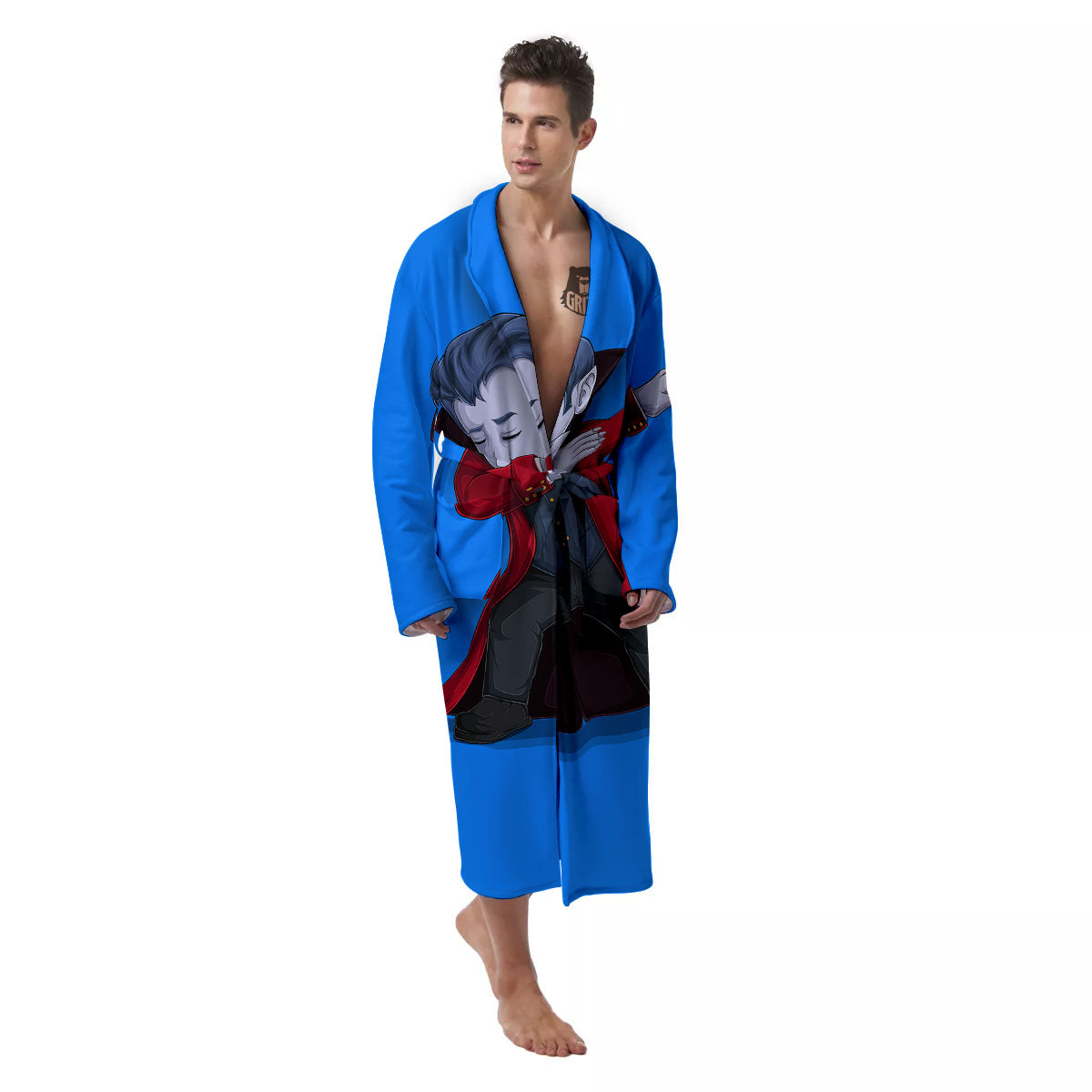 Dracula Vampire Dap Print Men's Robe-grizzshop