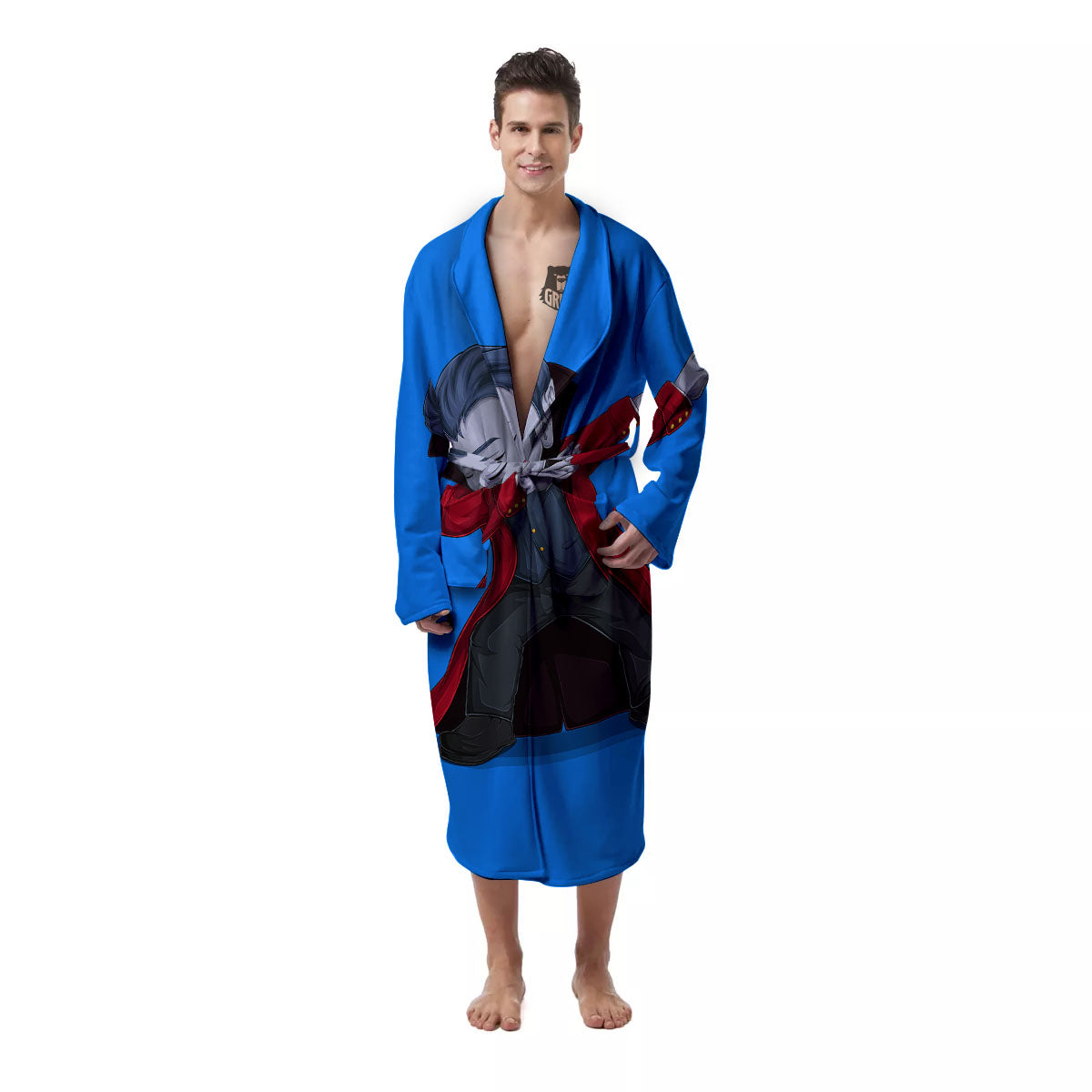 Dracula Vampire Dap Print Men's Robe-grizzshop