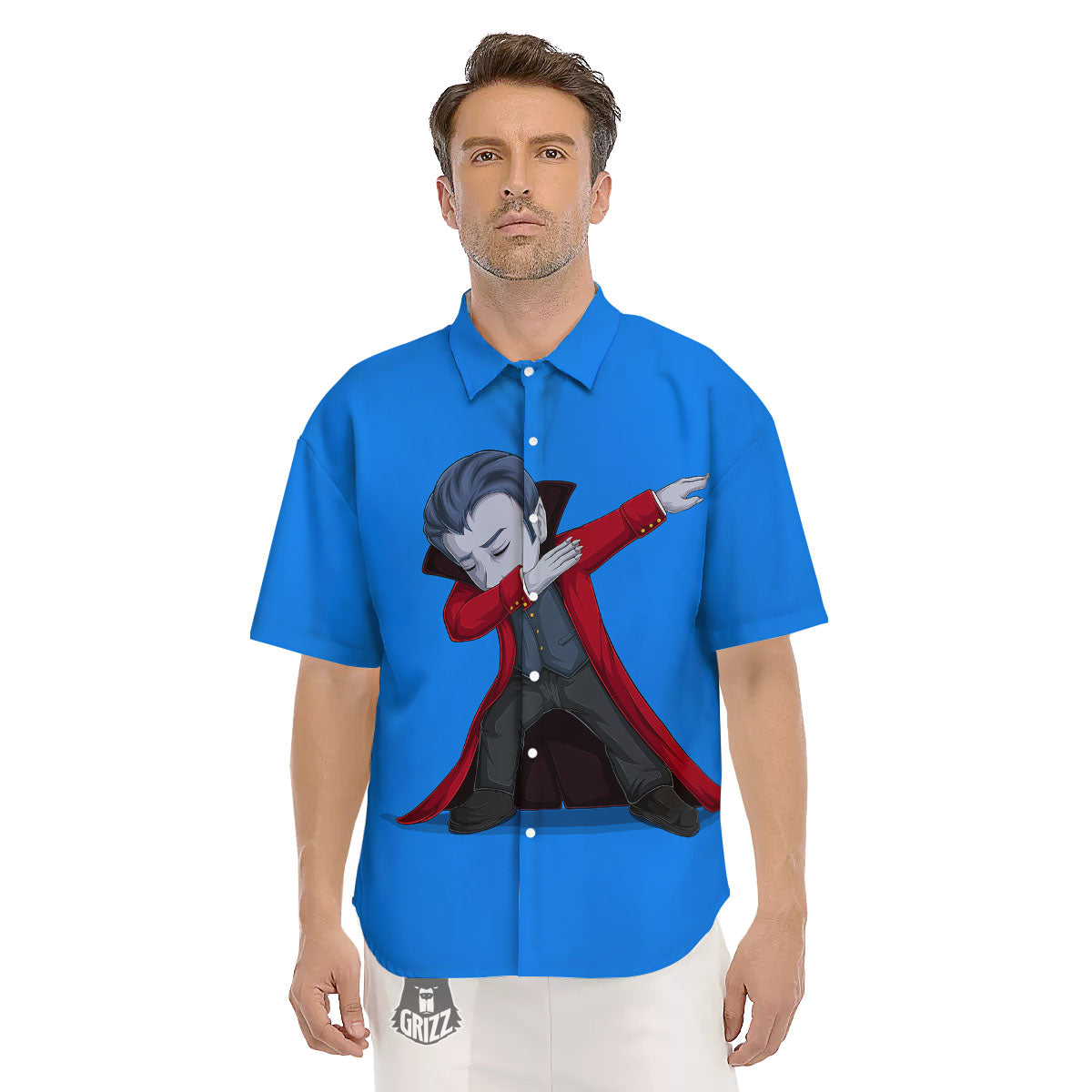 Dracula Vampire Dap Print Men's Short Sleeve Shirts-grizzshop