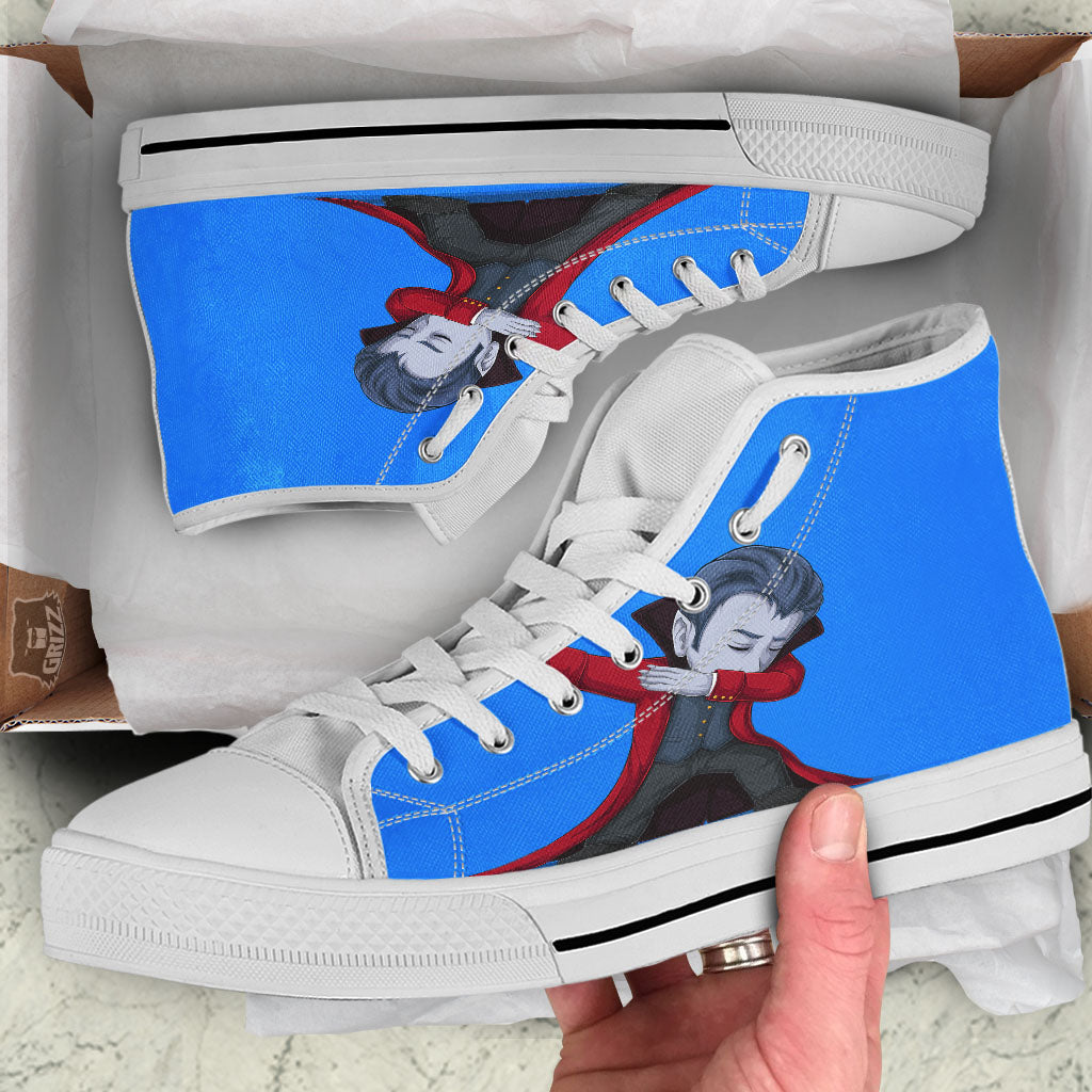 Dracula Vampire Dap Print White High Top Shoes-grizzshop