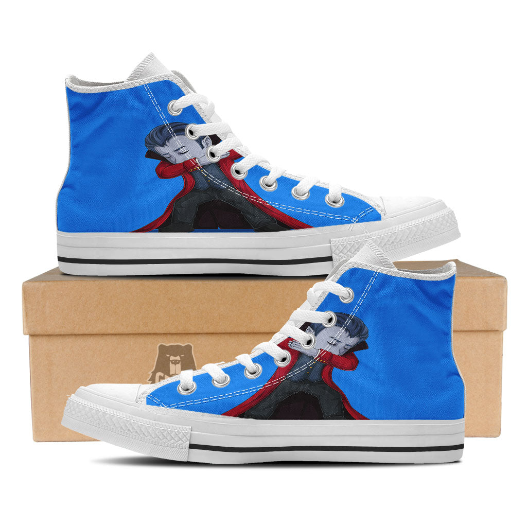 Dracula Vampire Dap Print White High Top Shoes-grizzshop