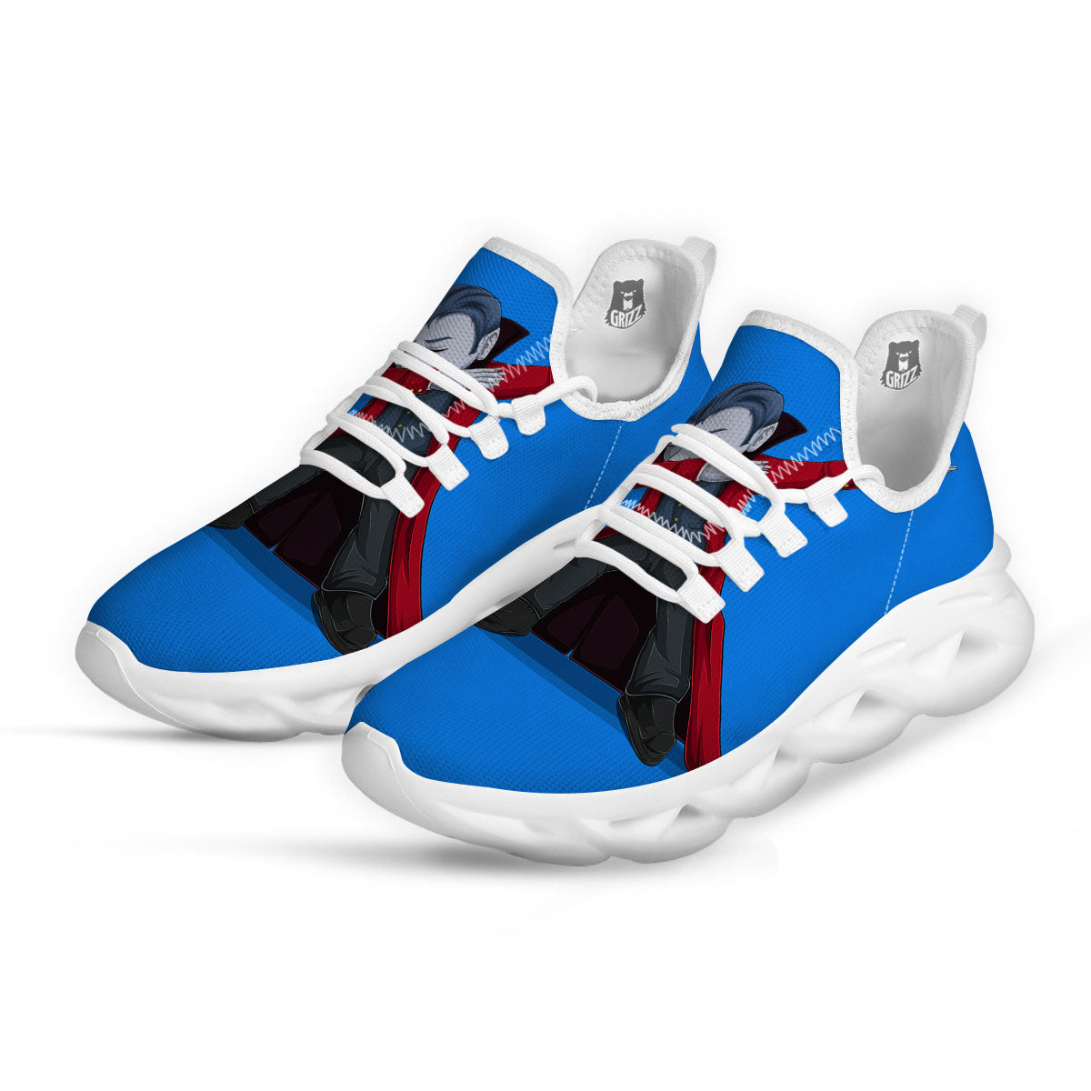 Dracula Vampire Dap Print White Running Shoes-grizzshop