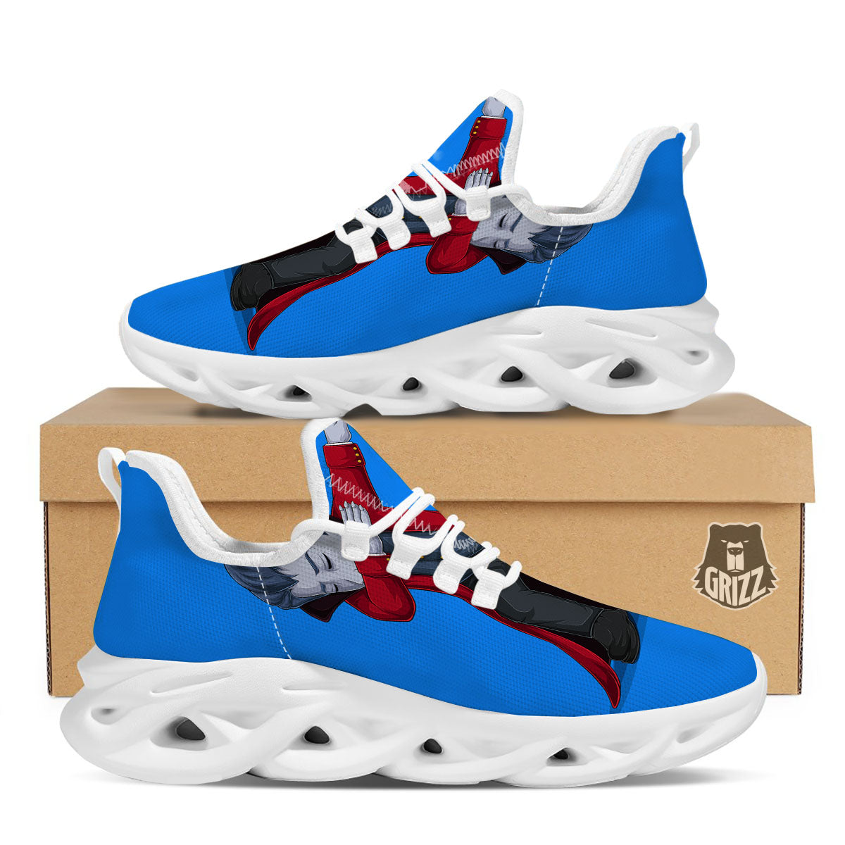 Dracula Vampire Dap Print White Running Shoes-grizzshop