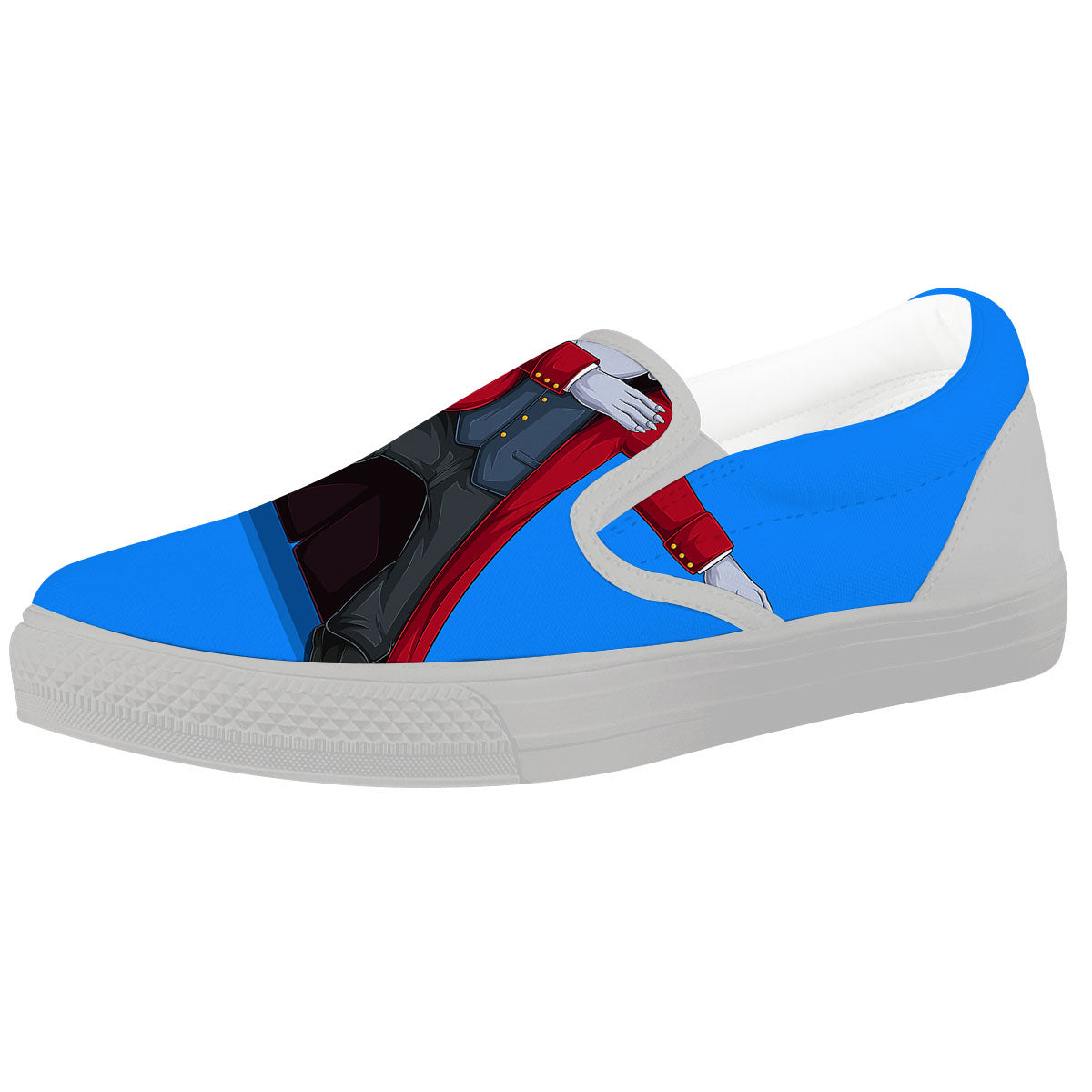 Dracula Vampire Dap Print White Slip On Shoes-grizzshop