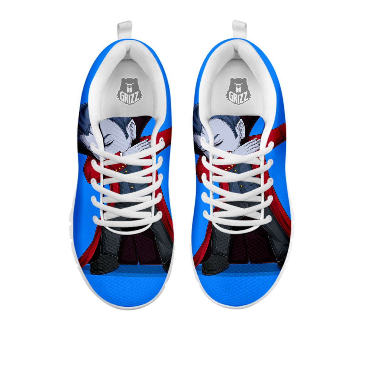 Dracula Vampire Dap Print White Sneaker-grizzshop