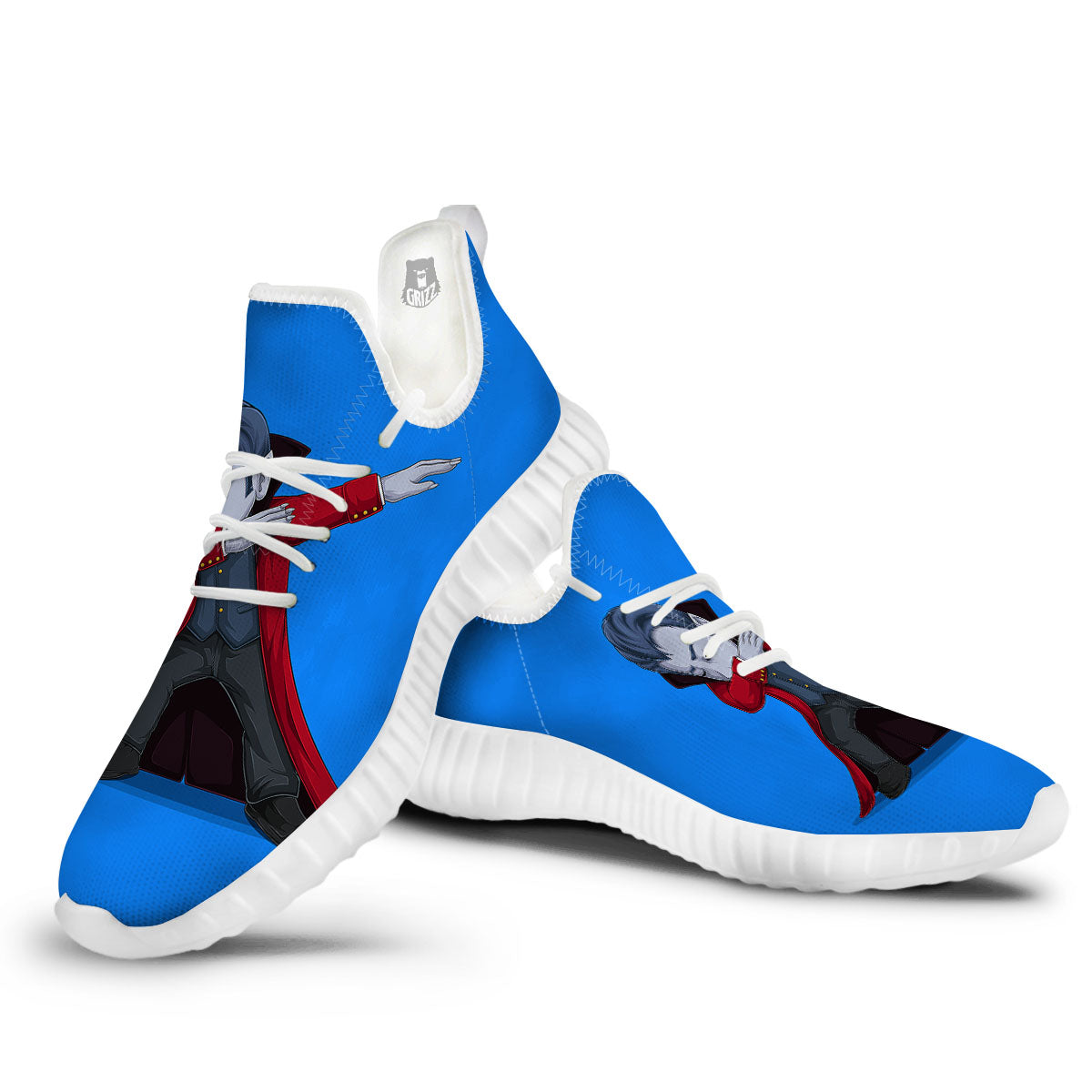 Dracula Vampire Dap Print White Walking Shoes-grizzshop