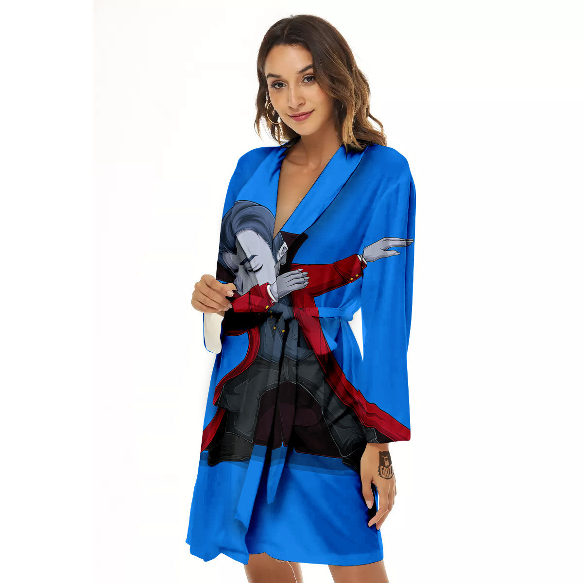 Dracula Vampire Dap Print Women's Robe-grizzshop