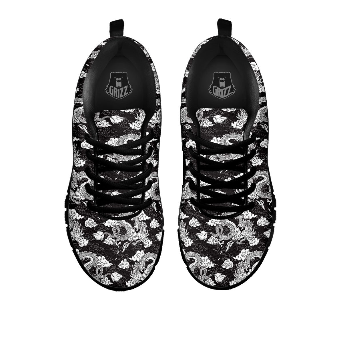 Dragon Eastern Print Pattern Black Sneaker-grizzshop