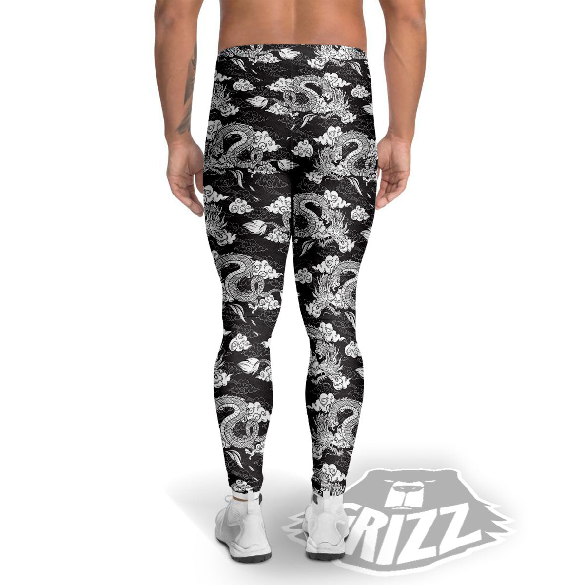 Dragon Eastern Print Pattern Men's Leggings-grizzshop