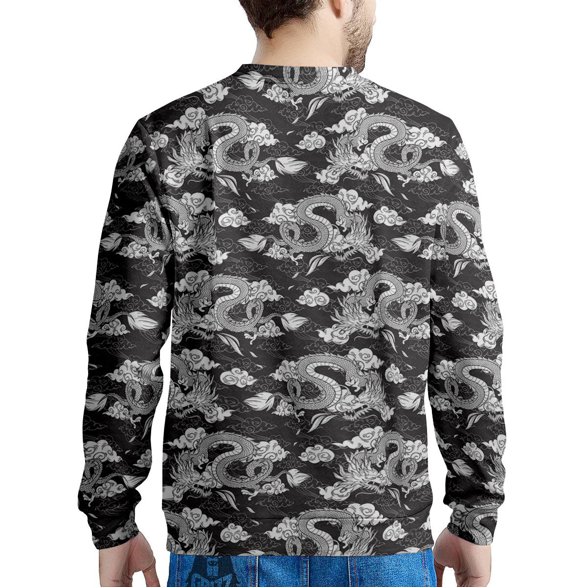 Dragon Eastern Print Pattern Men's Sweatshirt-grizzshop