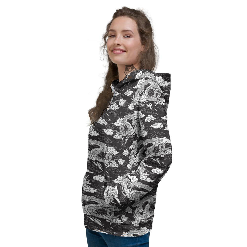 Dragon Eastern Print Pattern Women's Hoodie-grizzshop
