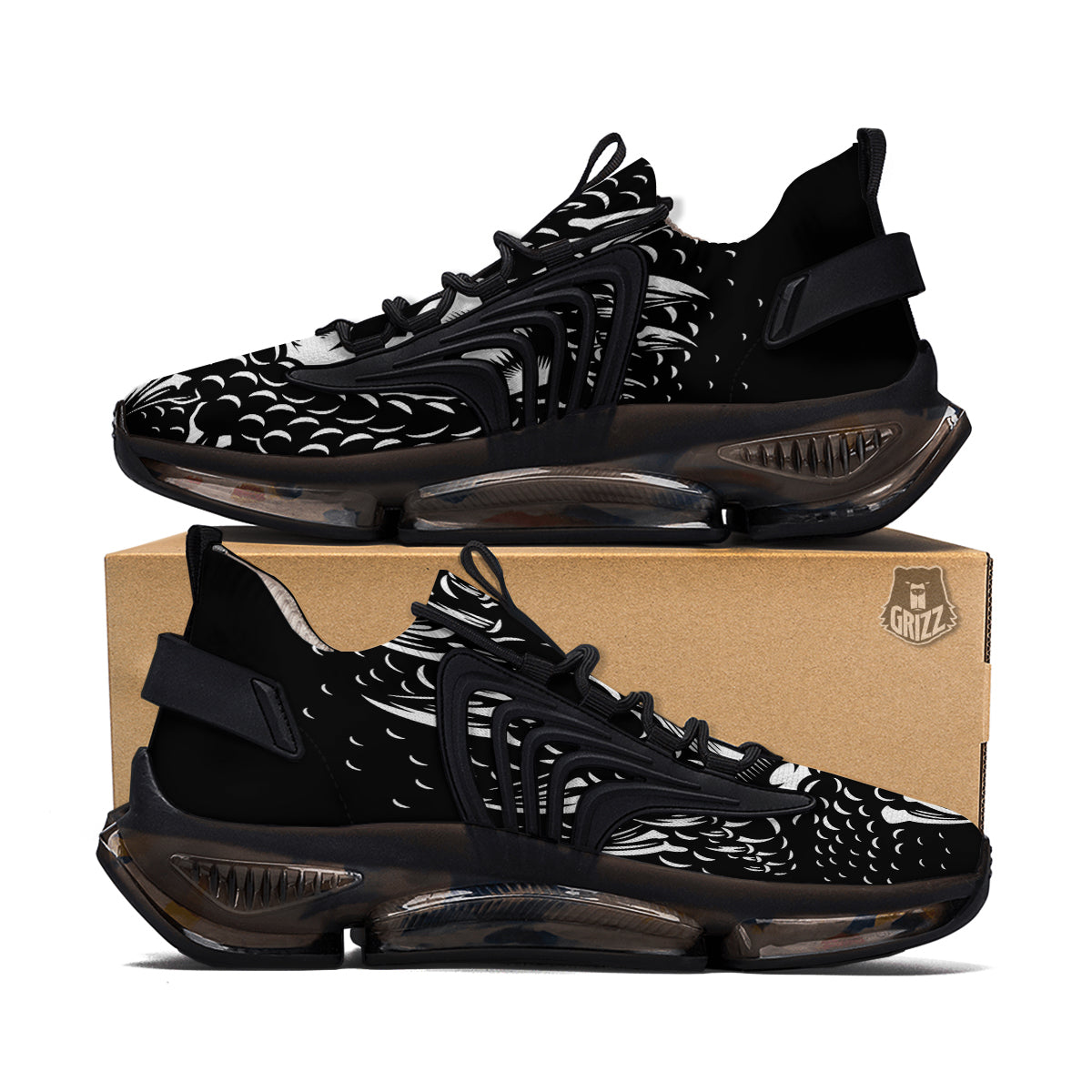 Dragon Eye Print Black Gym Shoes-grizzshop
