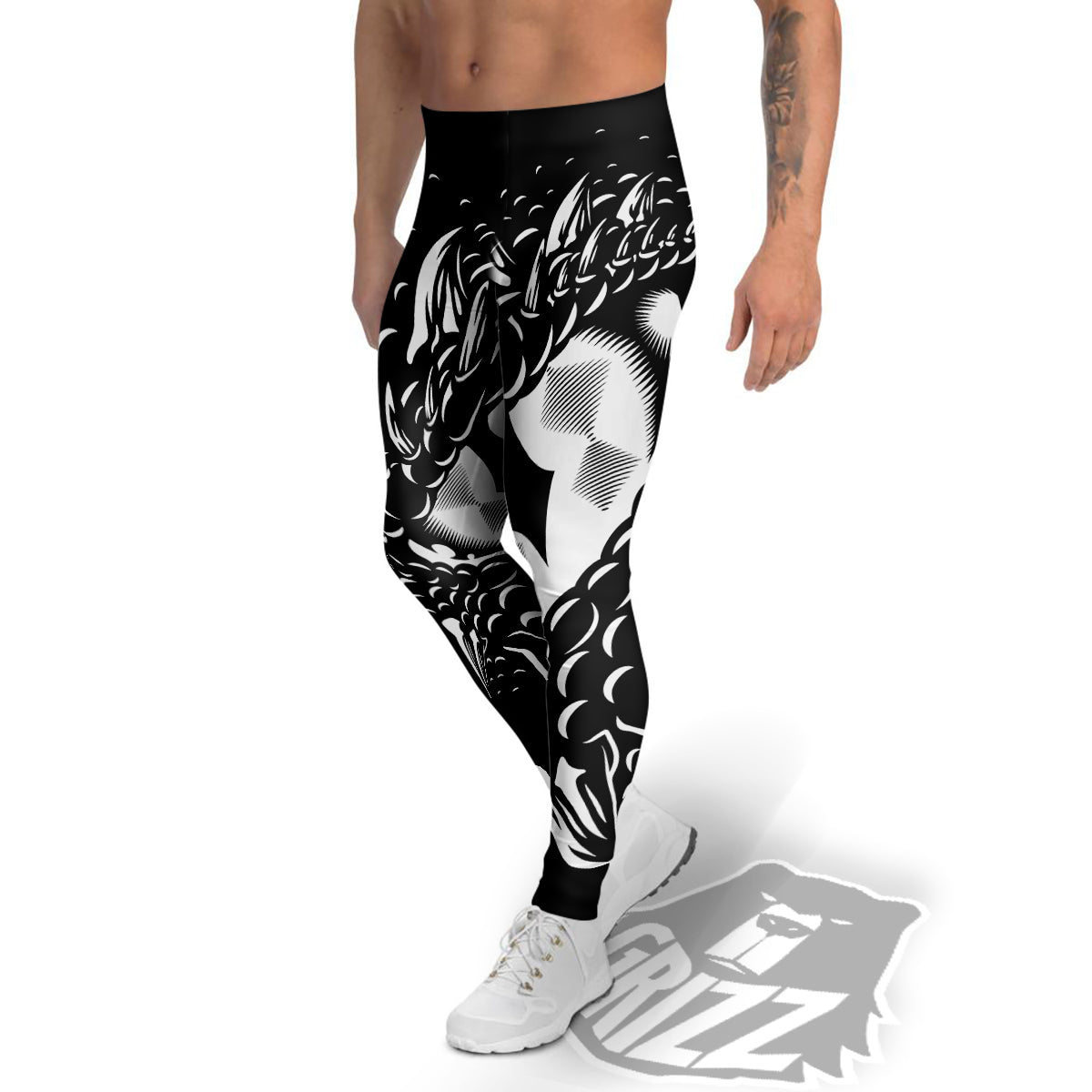 Dragon Eye Print Men's Leggings-grizzshop