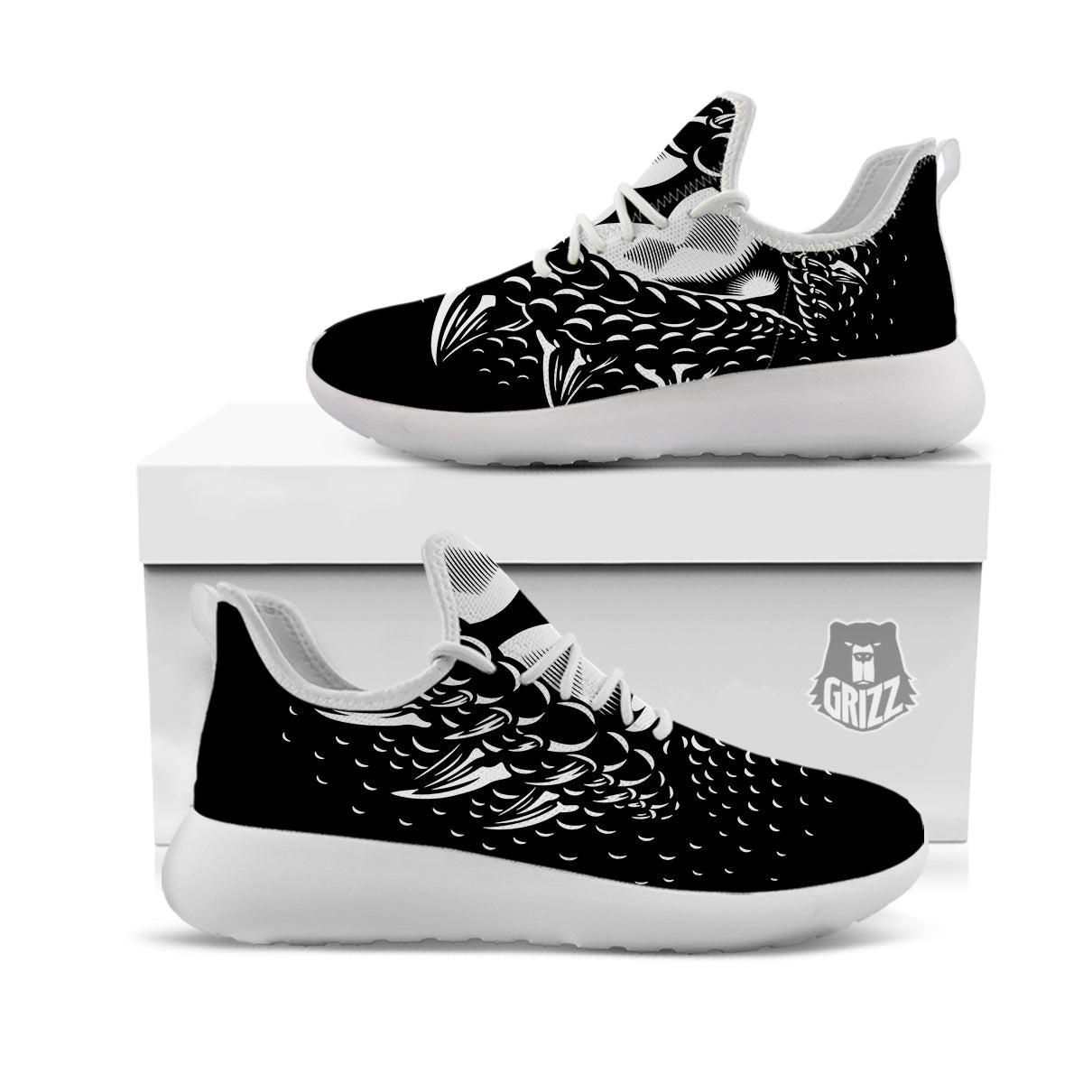 Dragon Eye Print White Athletic Shoes-grizzshop