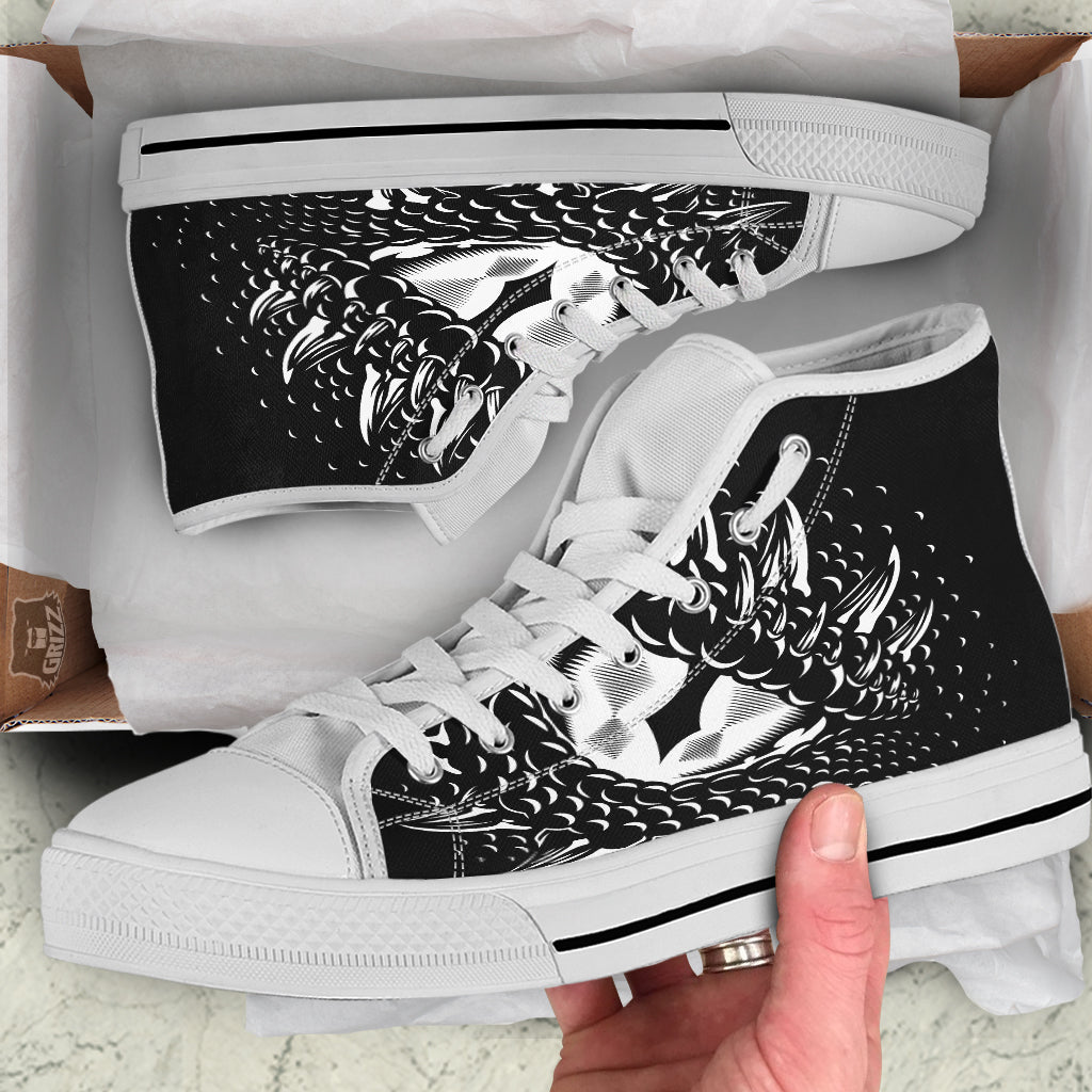 Dragon Eye Print White High Top Shoes-grizzshop