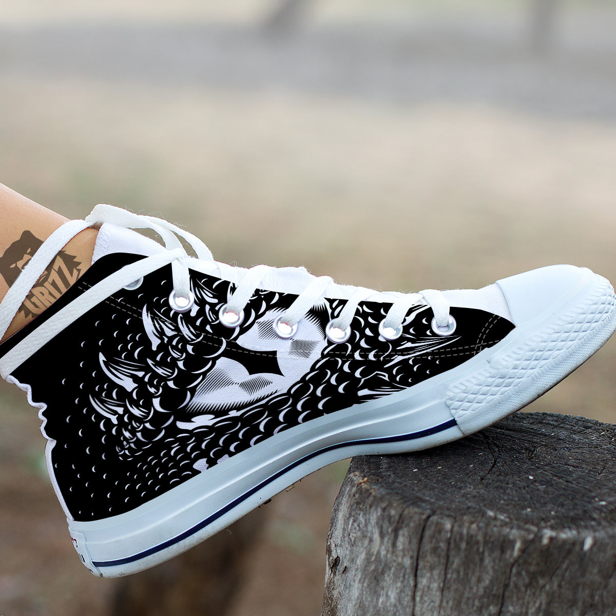 Dragon Eye Print White High Top Shoes-grizzshop