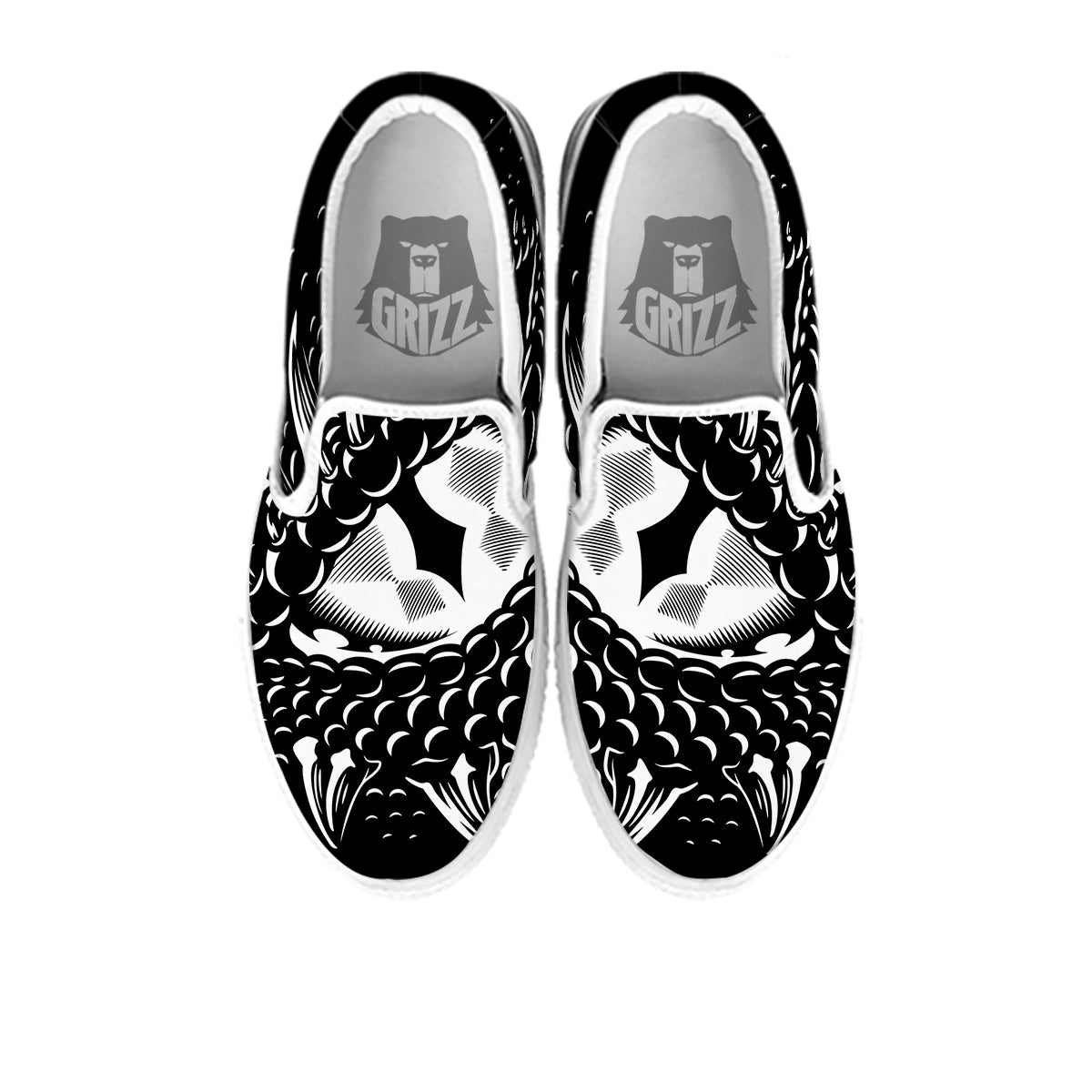 Dragon Eye Print White Slip On Shoes-grizzshop