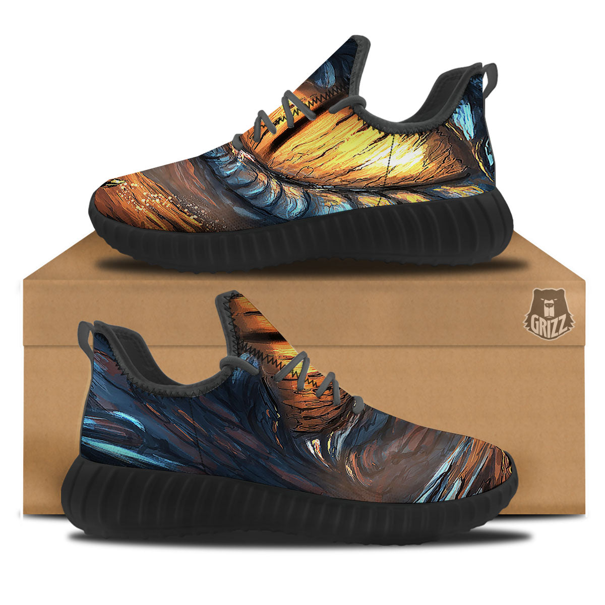 Dragon Eyes Watercolor Print Black Walking Shoes-grizzshop