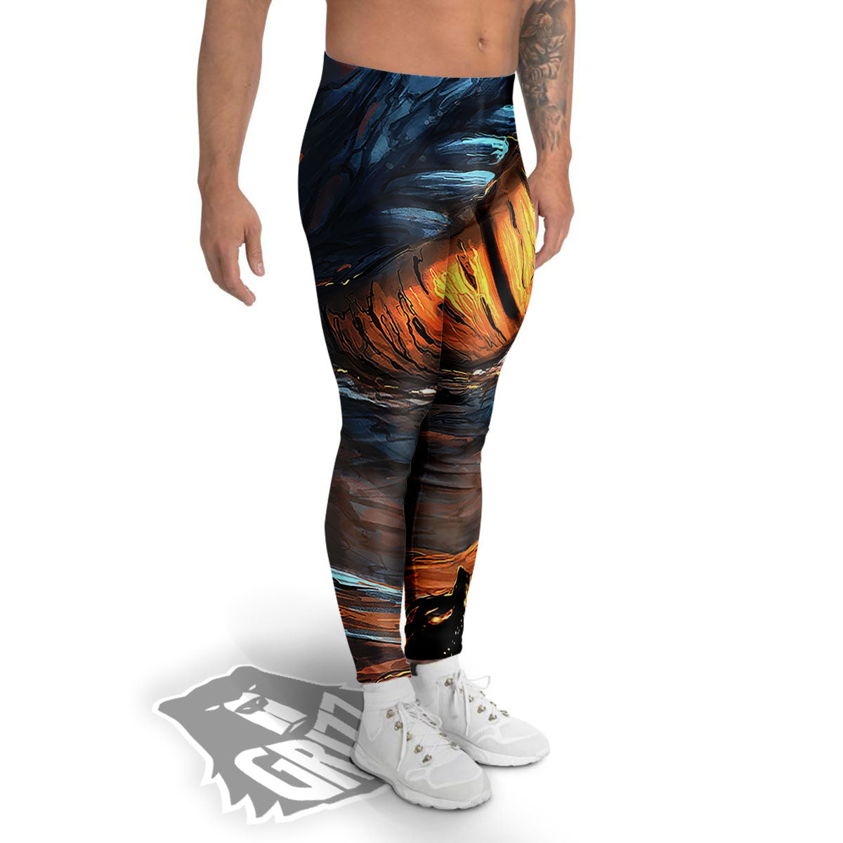 Dragon Eyes Watercolor Print Men's Leggings-grizzshop