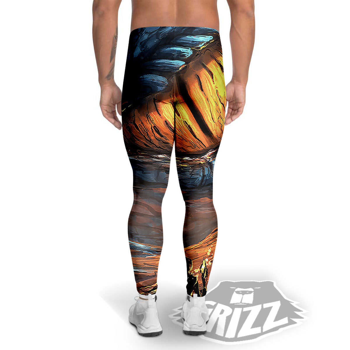 Dragon Eyes Watercolor Print Men's Leggings-grizzshop
