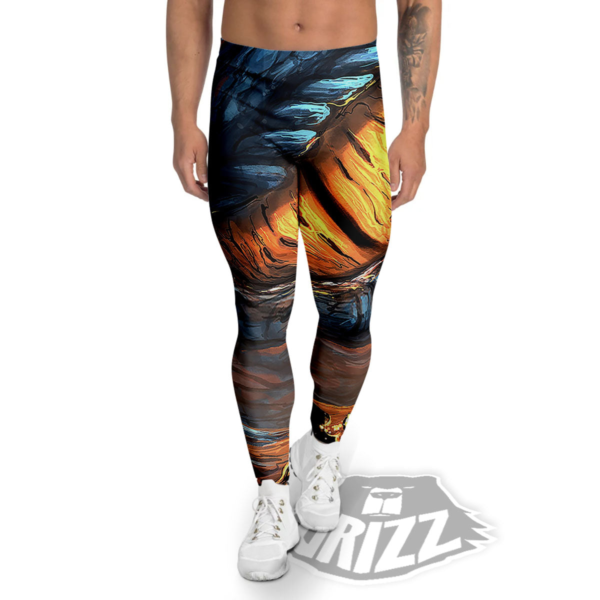 Dragon Eyes Watercolor Print Men's Leggings-grizzshop