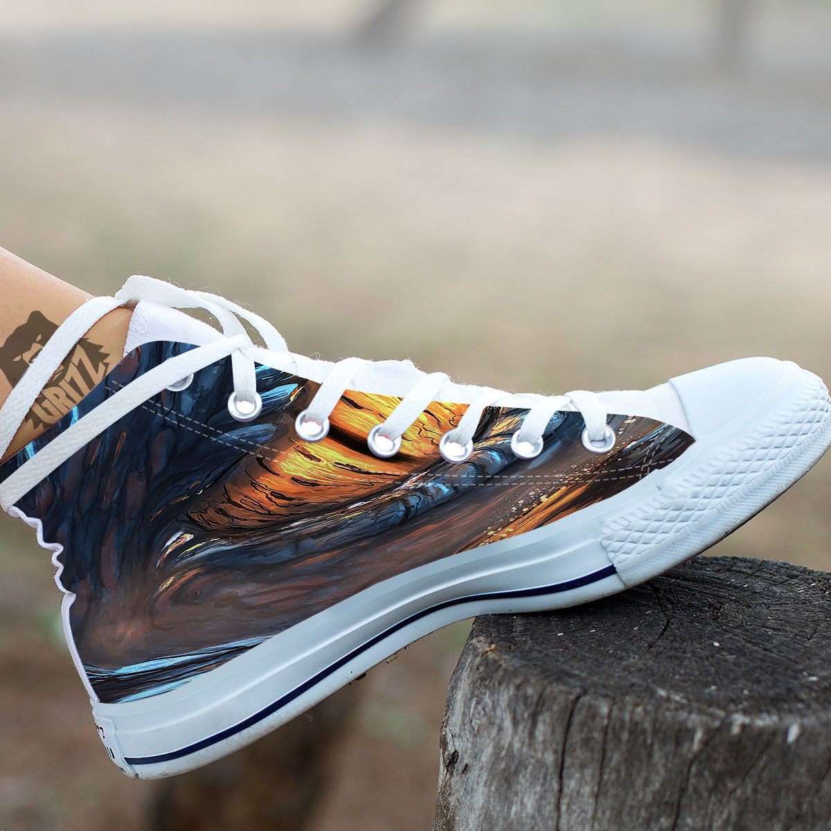 Dragon Eyes Watercolor Print White High Top Shoes-grizzshop