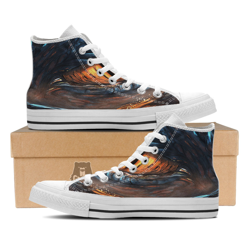 Dragon Eyes Watercolor Print White High Top Shoes-grizzshop