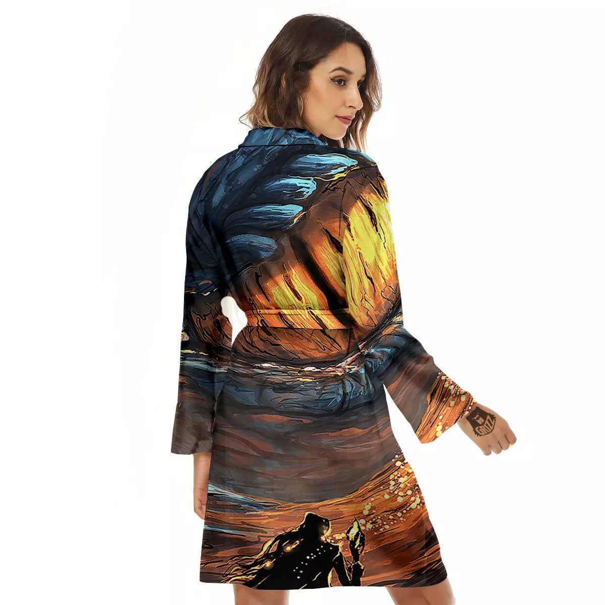 Dragon Eyes Watercolor Print Women's Robe-grizzshop