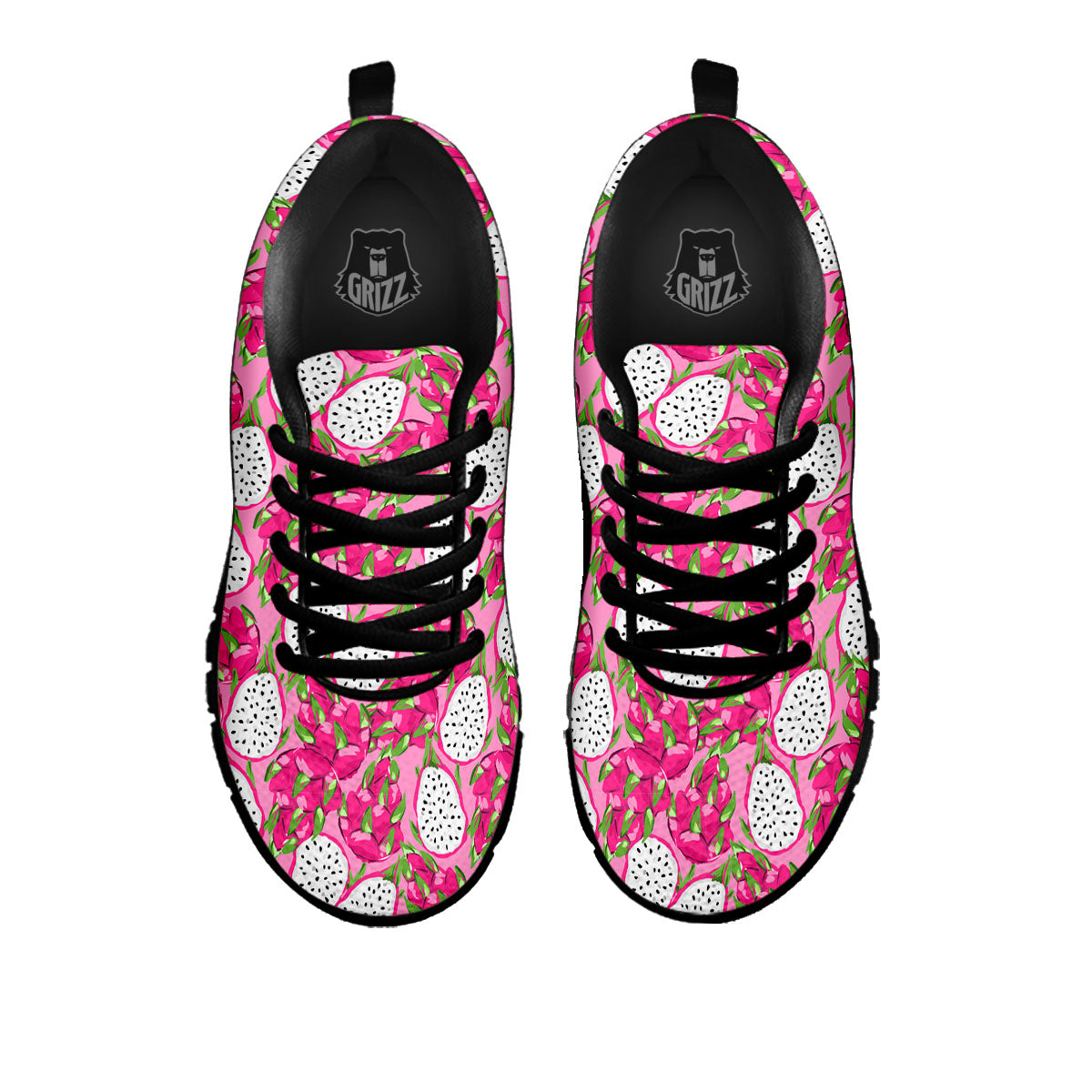 Dragon Fruit Print Pattern Black Sneaker-grizzshop
