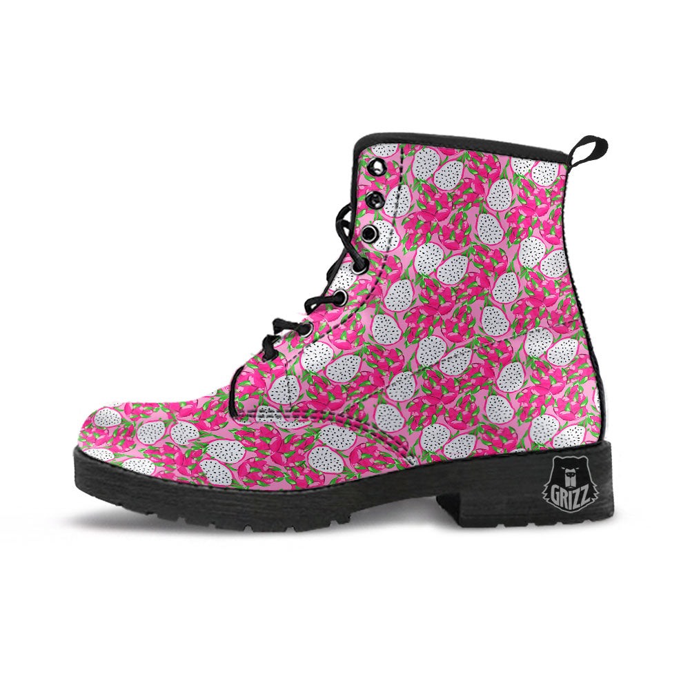Dragon Fruit Print Pattern Leather Boots-grizzshop