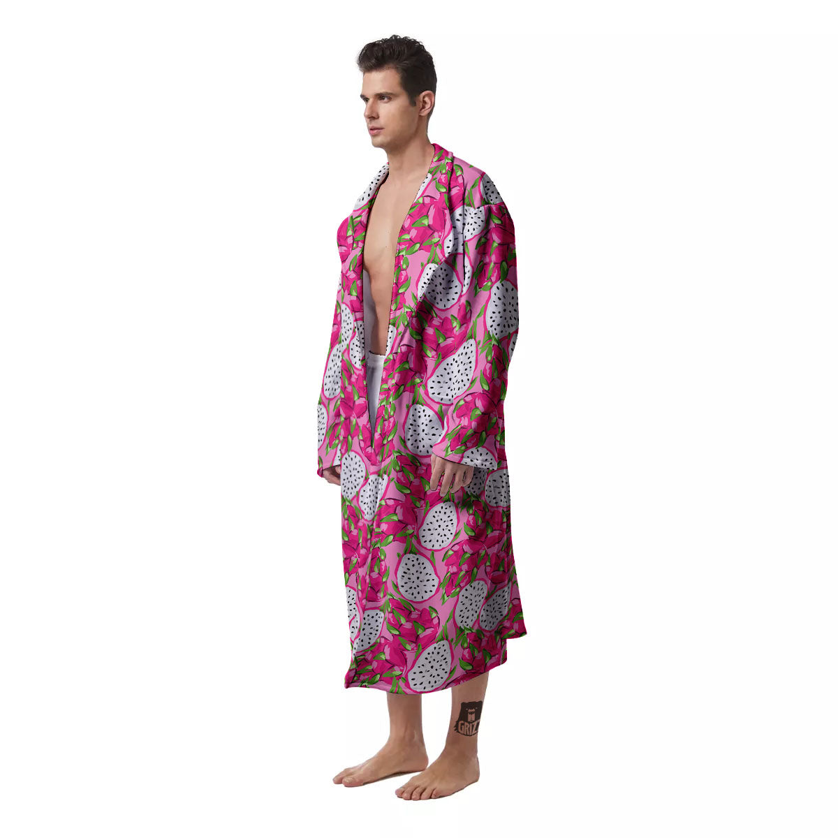 Dragon Fruit Print Pattern Men's Robe-grizzshop