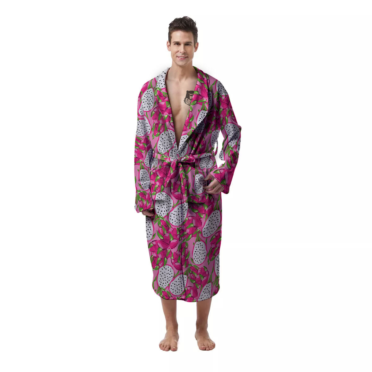 Dragon Fruit Print Pattern Men's Robe-grizzshop