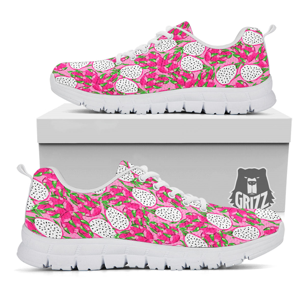 Dragon Fruit Print Pattern White Sneaker-grizzshop