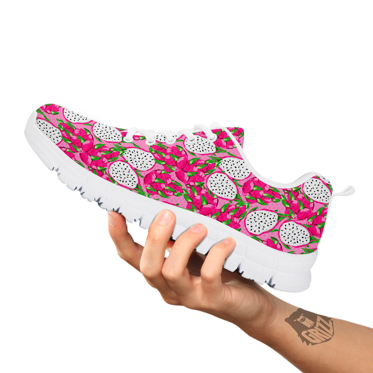 Dragon Fruit Print Pattern White Sneaker-grizzshop