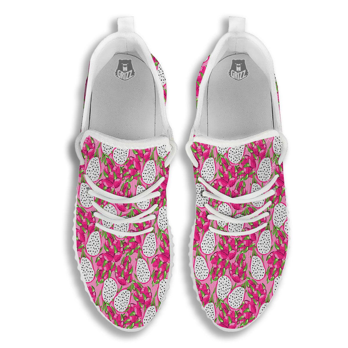 Dragon Fruit Print Pattern White Walking Shoes-grizzshop